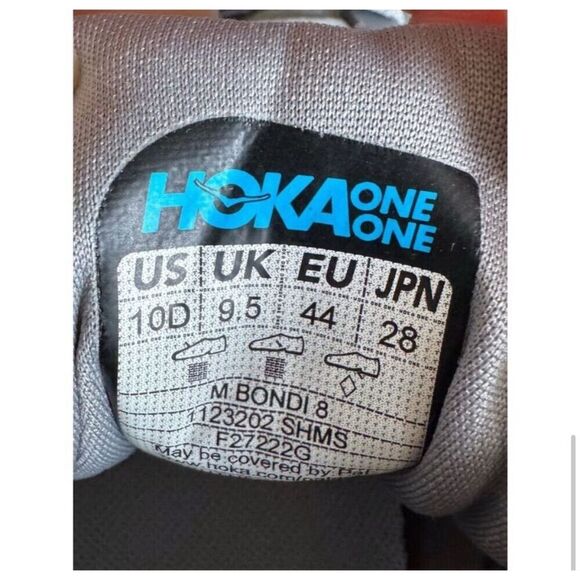 Hoka One One Men's Bondi 8 Running Shoes Gray Size 10D Athletic Sneaker - Picture 9 of 11